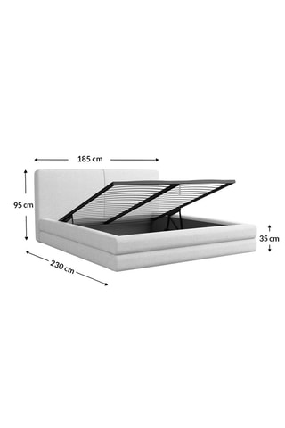 Lit-coffre en pin massif Barolo - Couchage 160 x 200 cm - En tissu structuré
