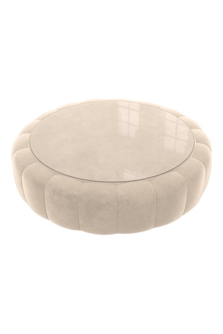 Table basse ronde Nuvola - Crème - Tissu toucher velours - 80 x 35 cm
