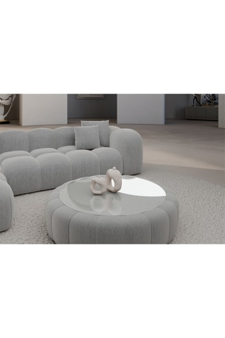 Table basse ronde Nuvola - Gris clair - Tissu structuré - 80 x 35 cm