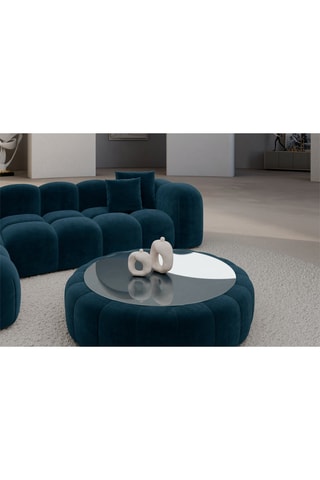 Table basse ronde Nuvola - Bleu foncé - Tissu toucher velours - 80 x 35 cm