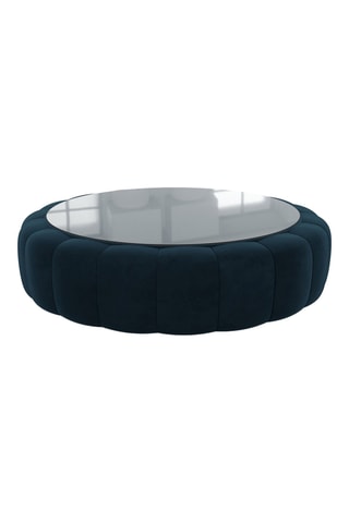 Table basse ronde Nuvola - Bleu foncé - Tissu toucher velours - 80 x 35 cm