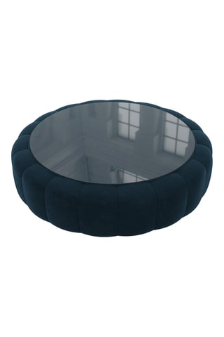 Table basse ronde Nuvola - Bleu foncé - Tissu toucher velours - 80 x 35 cm