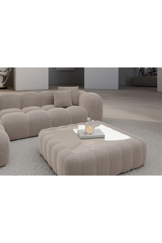 Table basse carrée Nuvola - Beige - Tissu structuré - 80 x 35 x 80 cm