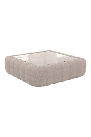 Table basse carrée Nuvola - Beige - Tissu structuré - 80 x 35 x 80 cm