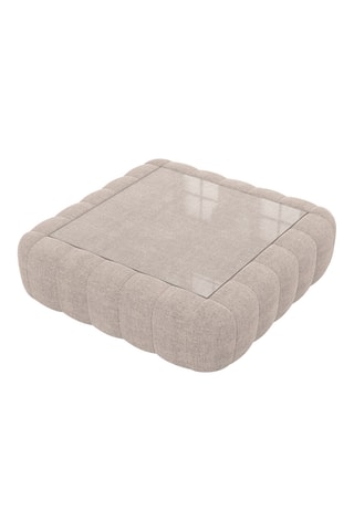 Table basse carrée Nuvola - Beige - Tissu structuré - 80 x 35 x 80 cm