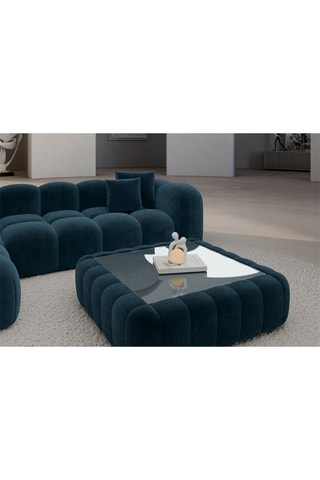 Table basse carrée Nuvola - Bleu foncé - Tissu toucher velours - 80 x 35 x 80 cm