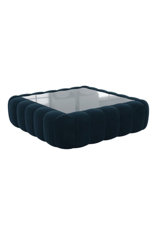 Table basse carrée Nuvola - Bleu foncé - Tissu toucher velours - 80 x 35 x 80 cm