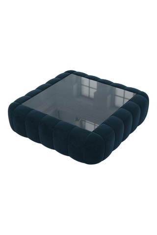 Table basse carrée Nuvola - Bleu foncé - Tissu toucher velours - 80 x 35 x 80 cm