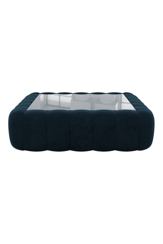 Table basse carrée Nuvola - Bleu foncé - Tissu toucher velours - 80 x 35 x 80 cm