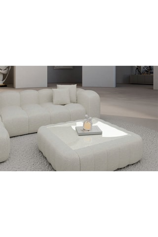 Table basse carrée Nuvola - Blanc - Tissu bouclette - 80 x 35 x 80 cm