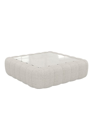 Table basse carrée Nuvola - Blanc - Tissu bouclette - 80 x 35 x 80 cm