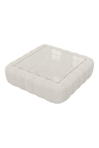 Table basse carrée Nuvola - Blanc - Tissu bouclette - 80 x 35 x 80 cm