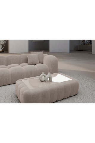 Table basse rectangulaire Nuvola - Beige - Tissu structuré - 90 x 35 x 60 cm