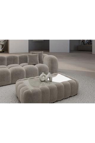 Table basse rectangulaire Nuvola - Beige foncé - Tissu toucher velours - 90 x 35 x 60 cm
