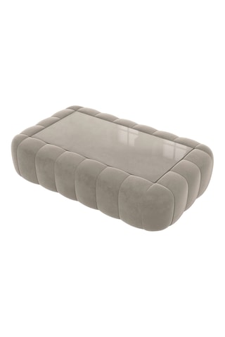 Table basse rectangulaire Nuvola - Beige foncé - Tissu toucher velours - 90 x 35 x 60 cm