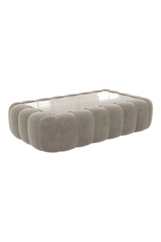 Table basse rectangulaire Nuvola - Beige foncé - Tissu toucher velours - 90 x 35 x 60 cm
