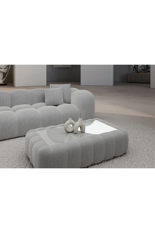 Table basse rectangulaire Nuvola - Gris clair - Tissu structuré - 90 x 35 x 60 cm