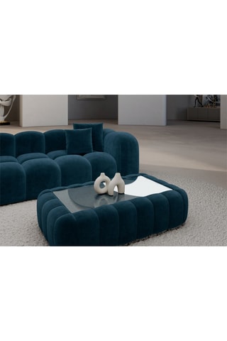 Table basse rectangulaire Nuvola - Bleu foncé - Tissu toucher velours - 90 x 35 x 60 cm
