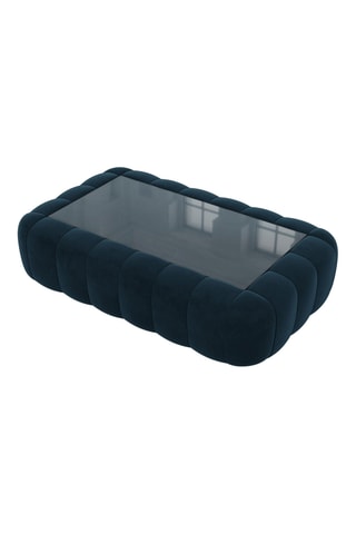 Table basse rectangulaire Nuvola - Bleu foncé - Tissu toucher velours - 90 x 35 x 60 cm