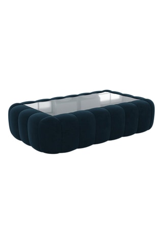 Table basse rectangulaire Nuvola - Bleu foncé - Tissu toucher velours - 90 x 35 x 60 cm