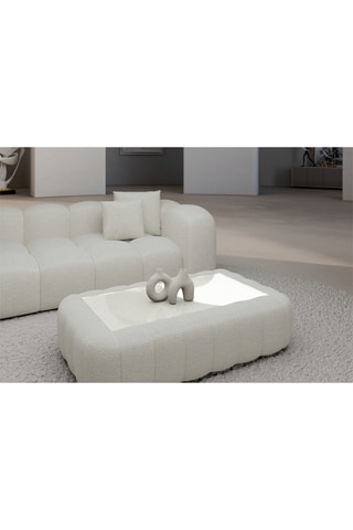 Table basse rectangulaire Nuvola - Blanc - Tissu bouclette - 90 x 35 x 60 cm