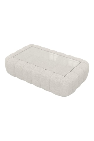 Table basse rectangulaire Nuvola - Blanc - Tissu bouclette - 90 x 35 x 60 cm