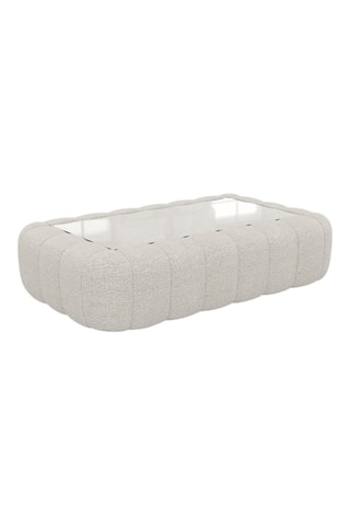 Table basse rectangulaire Nuvola - Blanc - Tissu bouclette - 90 x 35 x 60 cm