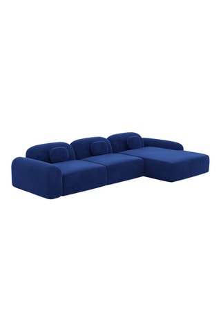 Canapé d'angle droit Labucca - Bleu cobalt - 5 places - En tissu velours