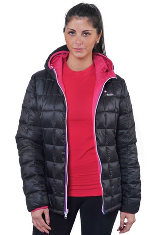 Dubbelzijdige Gewatteerde Jas met Capuchon Awa Zwart en Fuchsia