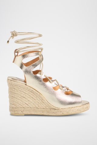 Leren Espadrilles met Sleehak Antigone - Zilverkleurig
