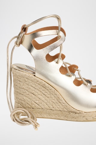 Leren Espadrilles met Sleehak Antigone - Zilverkleurig