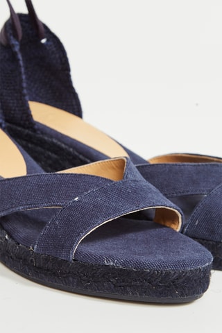 Biologisch Katoenen Espadrilles met Sleehak Bailey - Donkerblauw