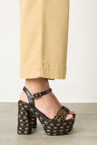 Leren Sandalen met Sleehak Anne - Zwart