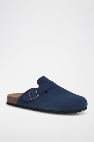 Mules em nobuck - Azul-marinho