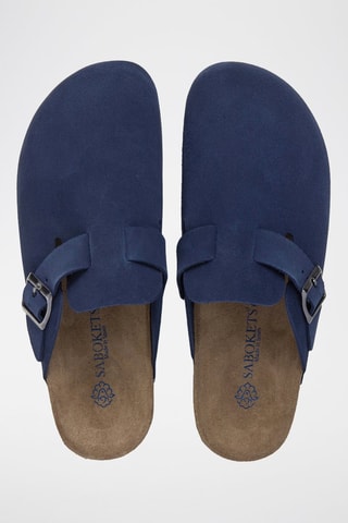 Mules em nobuck - Azul-marinho
