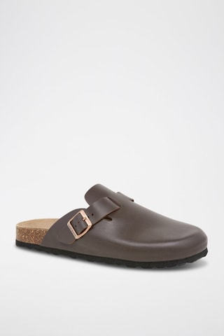 Mules em couro - Castanho