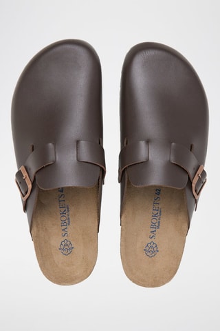 Mules em couro - Castanho
