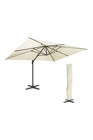 Parasol 360° - Déporté et avec housse - 12 m² - Anthracite et beige
