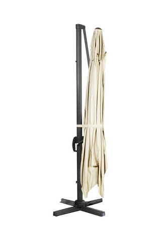 Parasol 360° - Déporté et avec housse - 12 m² - Anthracite et beige