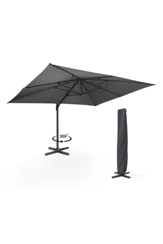Parasol 360° - Déporté et avec housse - 12 m² - Anthracite et gris clair