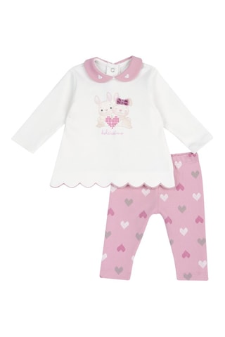 T-shirt en Legging - Wit en Roze