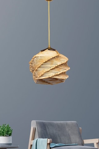 Houten Hanglamp SP180 - Goudkleurig en Naturel