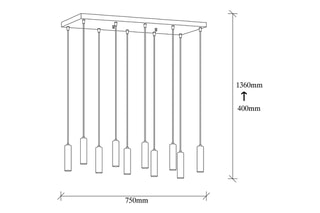 Hanglamp Tempo -  Zwart en Goudkleurig