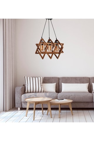 Houten Hanglamp Berlin Naturel en Zwart