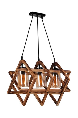 Houten Hanglamp Berlin Naturel en Zwart