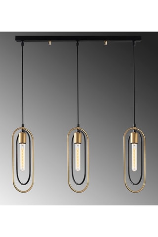 Hanglamp Cerco - Zwart en Goudkleurig - 3 x 60 W