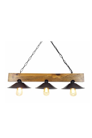 Hanglamp Üç Sapka - Naturel en Zwart - Grenenhout - 3 x 60 W