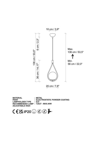 Hanglamp Mudoni - Goudkleurig en Zwart - 40 W