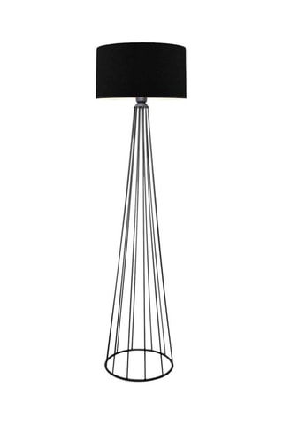Staanlamp op driepoot - Wit en Eikenhoutimitatie - 60 W