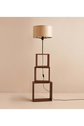 Houten Staanlamp - Naturel en Beige - 60 W